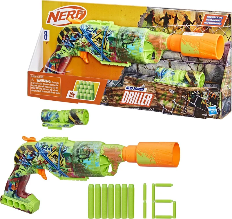 Zombie Driller - Blaster, 16 Nerf Elite-darts by Nerf in Green – product photo