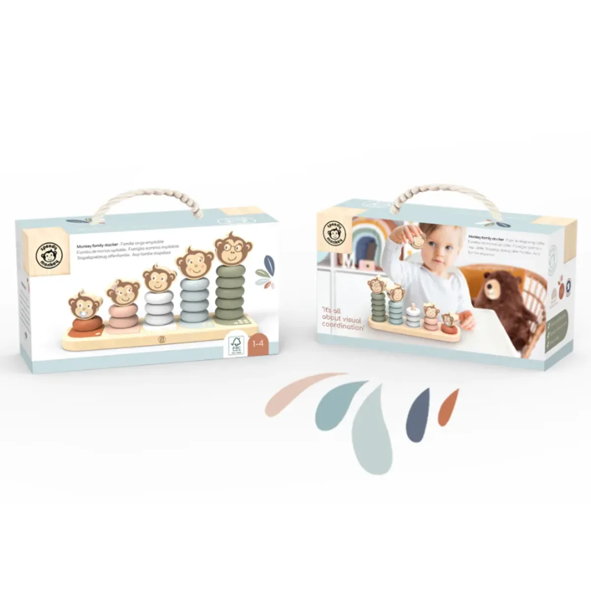 SP100 Stapelspielzeug Affenfamilie 25,7x84x13,10cm de NICI – photo du produit