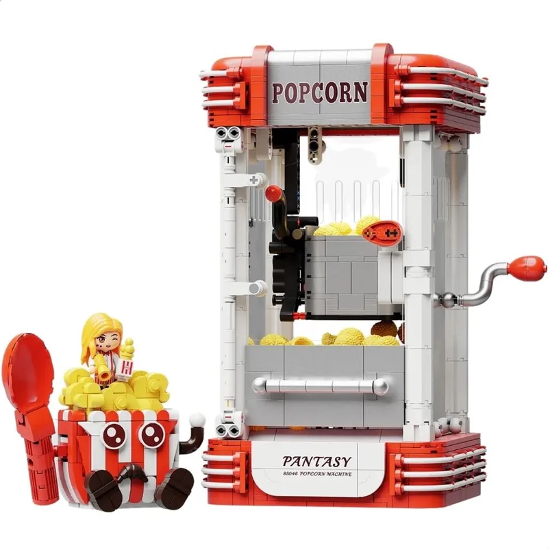 Pantasy, 3D Bouwblokjes, Retro collection, Popcorn Machine, 85046, 21,5x16x27,5cm von Pantasy in Multicolor – Produktfoto