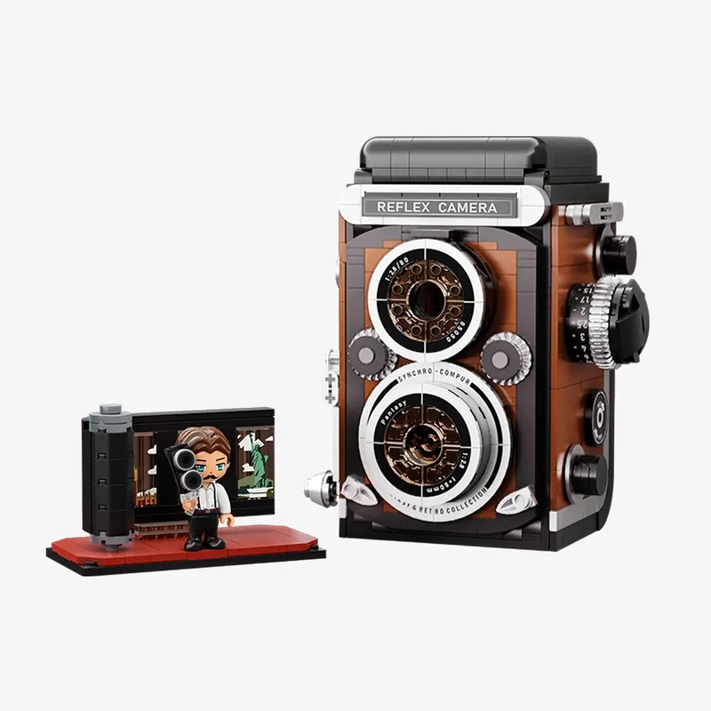 Pantasy, 3D Bouwblokjes, Retro collection, Twin Lens Reflex Camera, 85050, 15,2x16,3x11,7cm by Pantasy in Alle bruintinten – product photo