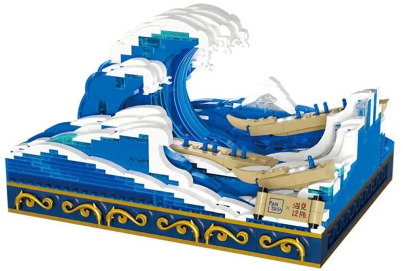Pantasy 85002 The Great Wave Of Kanagawa bouwset | Ukiyo-e Kanagawa Surfing model bouw | Bouw doos met 1513 bouwstenen von Pantasy in Multi – Produktfoto
