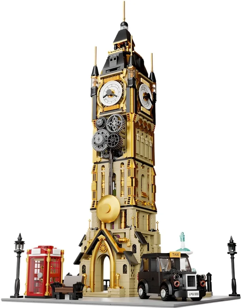 Pantasy 85008 Clock Tower Retro Big Ben bouwset | Classic Creator Modular Building | Expert Architecture Modelbouw | Technisch educatief speelgoed voor volwassenen & kinderen | Steampunk city set geschikt voor Lego | Bouwdoos met 2460 bouwstenen van Pantasy in Architecture Clock Tower, 2460 bouwblokken – productfoto