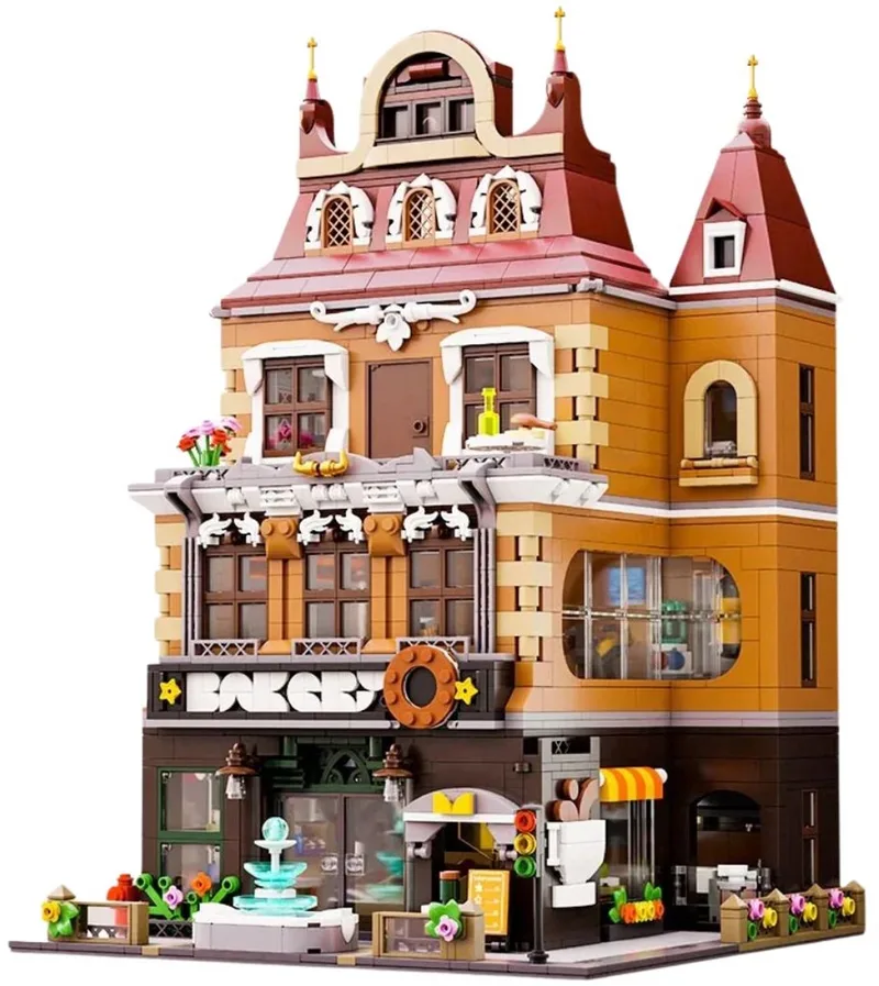 Pantasy 85013 Bakkerij bouwset | Classic Creator Modular Building | Expert Architecture Modelbouw | Technisch Educatief Speelgoed voor volwassenen & kinderen | DIY gebouwen geschikt voor Lego | Bouwdoos met 2663 bouwstenen van Pantasy in Architecture Bakkerij, 2663 bouwblokken – productfoto