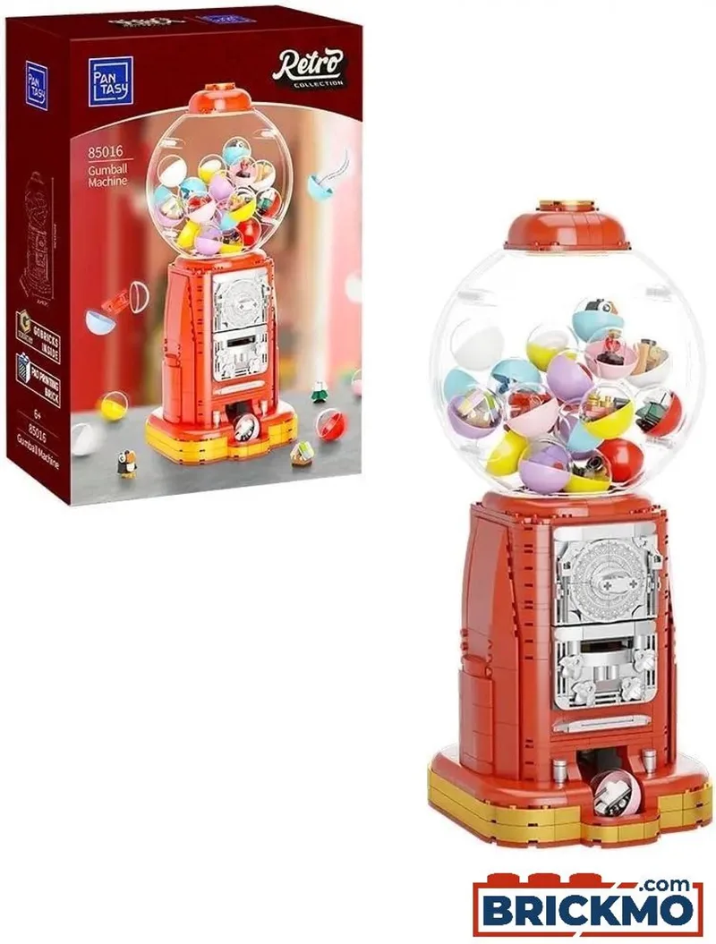 Pantasy 85016 Retro Gumball Vending Machine bouwset | Mega icons creator modelbouw | Kauwgumbal automaat constructie educatief speelgoed bouwpakketten voor volwassenen & kinderen | DIY expert decoratie geschikt voor lego | Bouwdoos met 892 bloks by Pantasy in Retro – Kauwgumbal snoepmachine – product photo