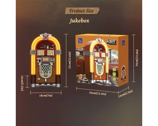 Pantasy 85020 Classi Retro Jukebox bouwset | Mega icons creator modelbouw | Console computer constructie educatief speelgoed bouwpakketten voor volwassenen & kinderen | DIY expert muziekdoos gechikt voor lego | Bouwdoos met 1273 bloks van Pantasy in Retro – Jukebox – productfoto 2 van 5
