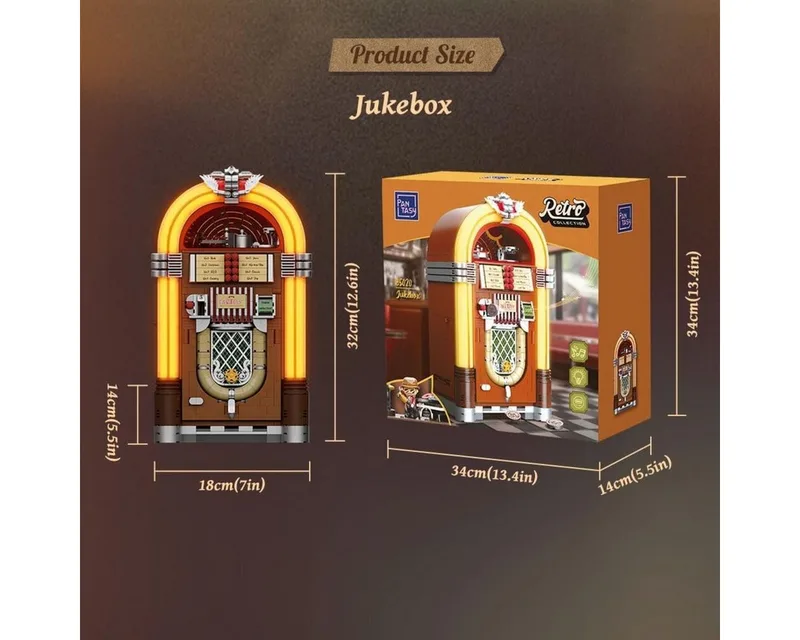 Pantasy 85020 Classi Retro Jukebox bouwset | Mega icons creator modelbouw | Console computer constructie educatief speelgoed bouwpakketten voor volwassenen & kinderen | DIY expert muziekdoos gechikt voor lego | Bouwdoos met 1273 bloks van Pantasy in Retro – Jukebox – productfoto 2 van 5