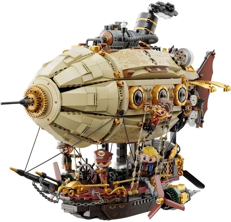 Pantasy 85021 Steampunk Zappelin bouwset met 5 minifigures | Classic Creator Modular Building | Expert Architecture Modelbouw | Technisch Educatief Speelgoed voor volwassenen & kinderen | Luchtballon geschikt voor Lego | Bouwdoos met 1949 bouwstenen by Pantasy in Steampunk – Airship – product photo