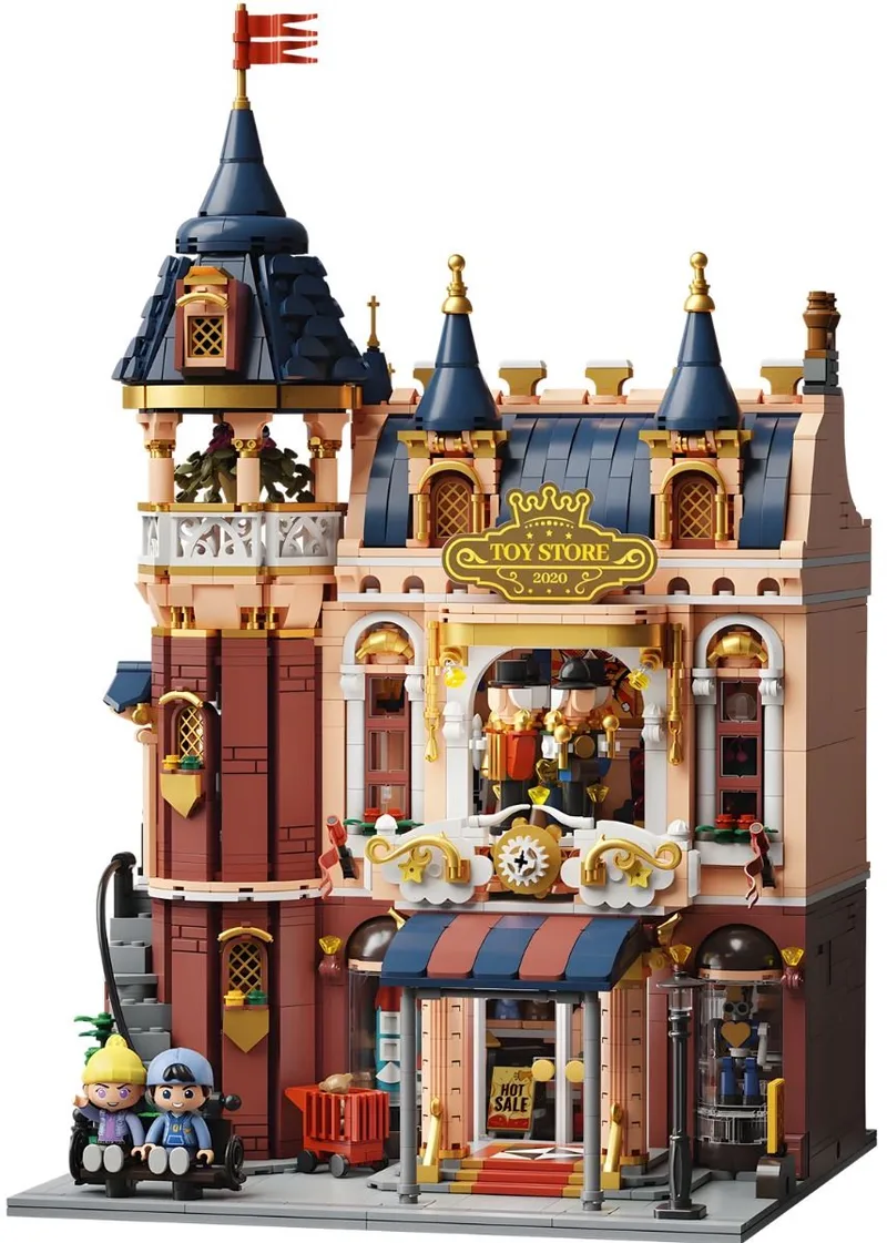 Pantasy 85031 Speelgoed Winkel bouwset incl. 4 minifigures | Classic Creator Modular Building | Expert Architecture Modelbouw | Technisch Educatief bouwpakketten voor volwassenen & kinderen | Mega gebouwen geschikt voor Lego | Bouwdoos met 2978 bloks von Pantasy in Architecture Speelgoed Winkel, 2978 bouwblokken – Produktfoto
