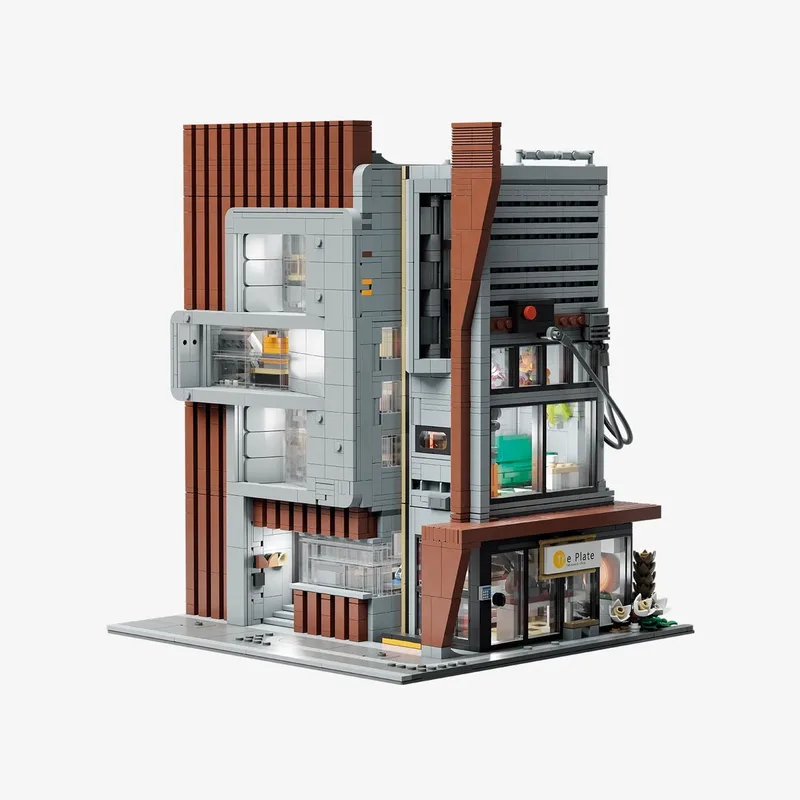 Pantasy 85041 Modern Kantoor bouwset incl. 5 minifigures | Classic Creator Modular Building | Expert Architecture Modelbouw | Technisch Educatief bouwpakketten voor volwassenen & kinderen | Mega gebouwen geschikt voor Lego | Bouwdoos met 3427 bloks by Pantasy in Architecture Modern Kantoor, 3427 bouwblokken – product photo