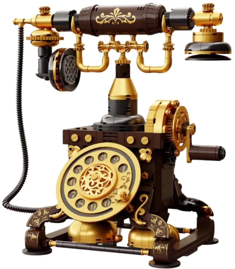Retro Telefoon bouwpakket voor volwassenen & kinderen | Vintage phone technic constructie educatief speelgoed | Creator Icons mega modelbouw | Expert Ideas bouwpakketten | Compatibel met lego mould king sluban | 766 bloks | Vaderdag cadeau by Pantasy in Retro – Telefoon – product photo