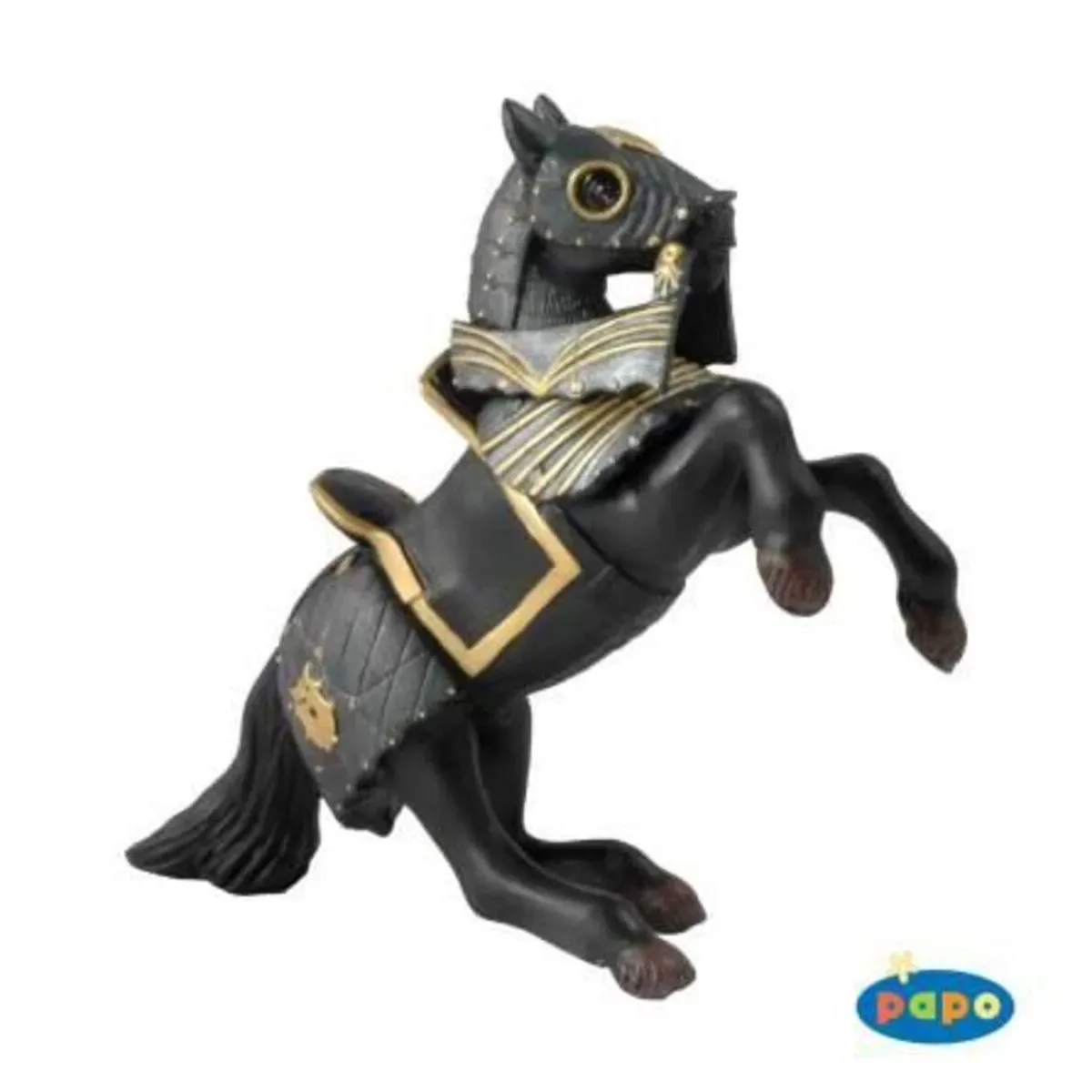 Papo 39276 Schwarzes Pferd mit Rüstung fra Papo i Sort – produktbillede