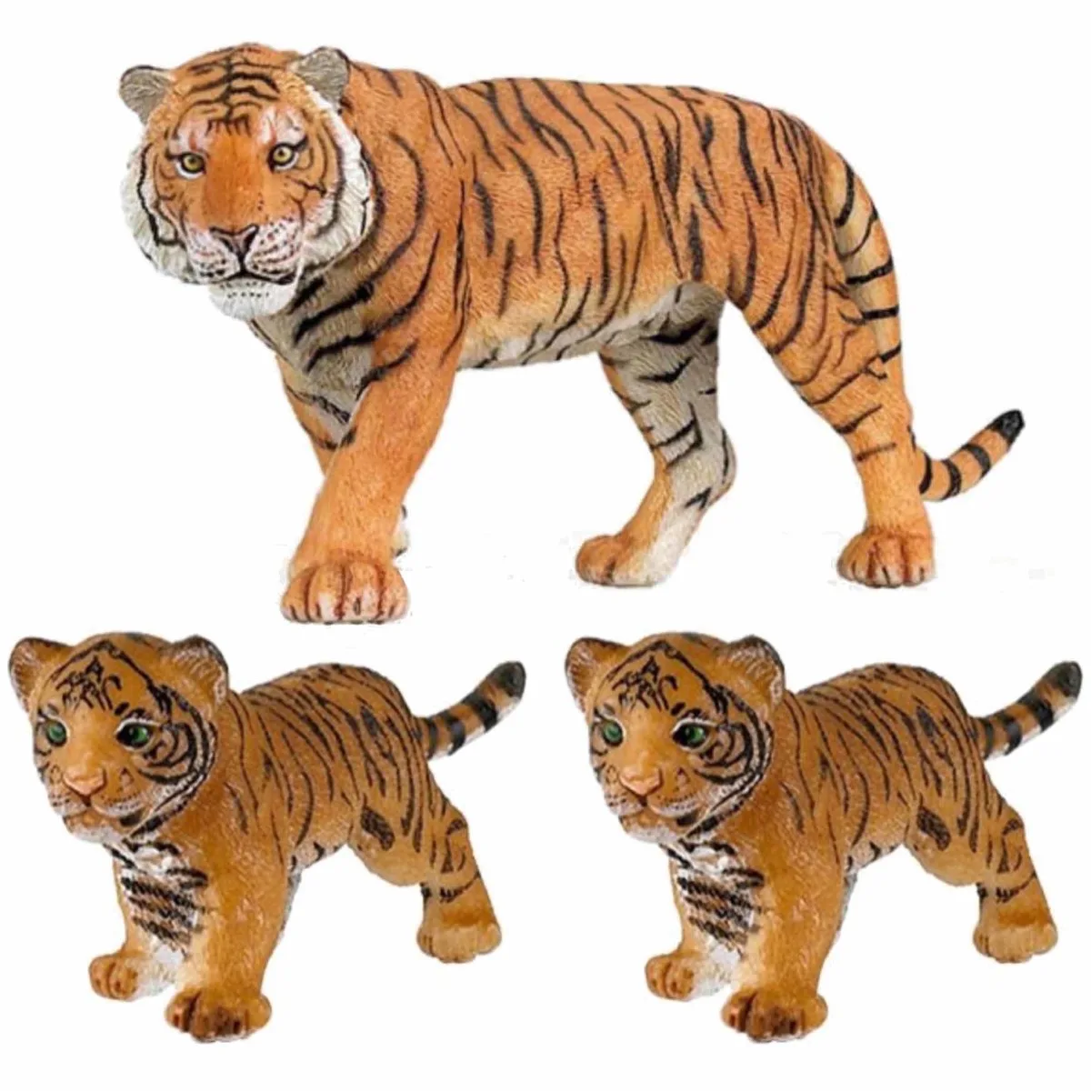 Plastic speelgoed figuren dieren setje van 3x stuks tijgers familie. Moeder en 2x kinderen. Respectievelijk 15 en 3,5 cm von Papo in Mehrfarbig – Produktfoto