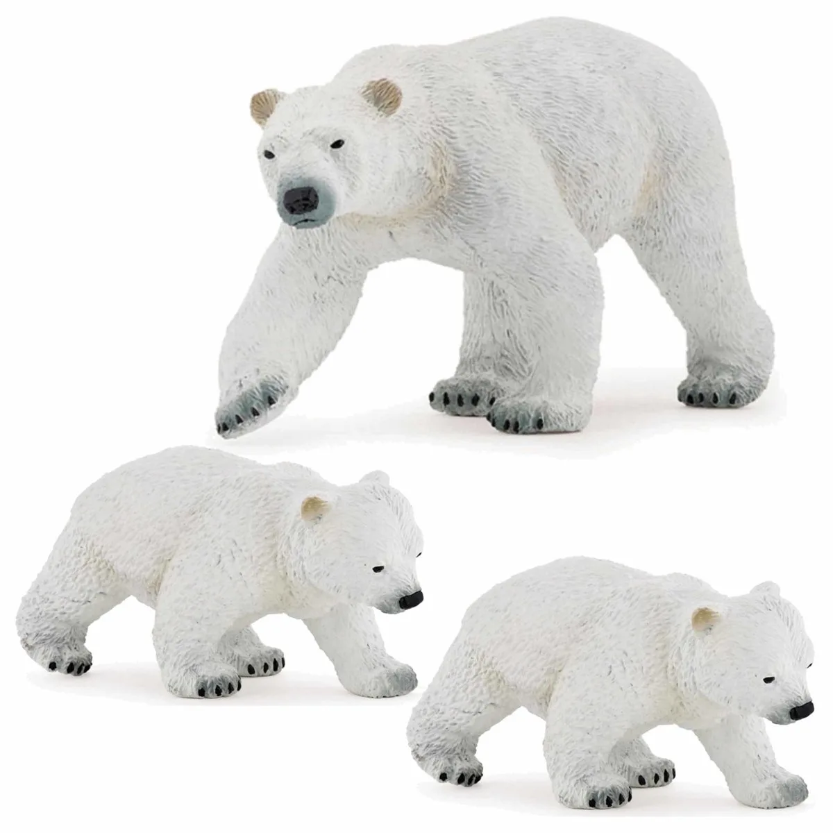 Plastic speelgoed figuren ijsbeer en 2x stuks baby/kinderen 14 en 8 cm - Pooldieren familie setje ijsberen van Papo in Meerkleurig – productfoto