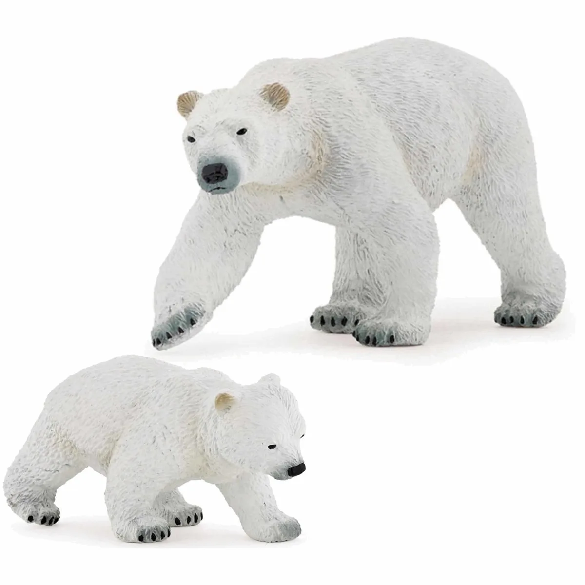 Plastic speelgoed figuren ijsbeer en baby/kind 14 en 8 cm - Pooldieren setje ijsberen fra Papo i Flerfarvet – produktbillede