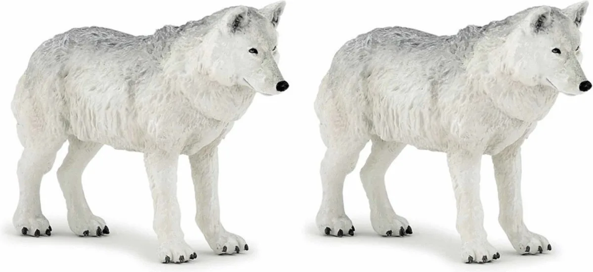 Set van 2x stuks plastic speelgoed figuur/figuren witte wolf/wolven 9,5 cm von Papo in Mehrfarbig – Produktfoto
