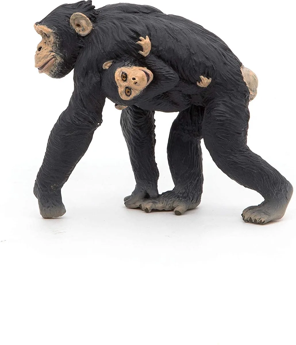 Speelfiguur - Aap - Chimpansee - Met jong - 7x3x6cm de Papo en Multicolore – photo du produit