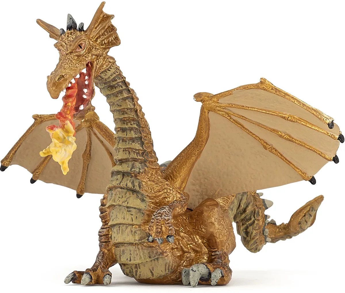 Speelfiguur - Fantasie - Draak - Met vlammen - Goud de Papo en Multicolore – photo du produit