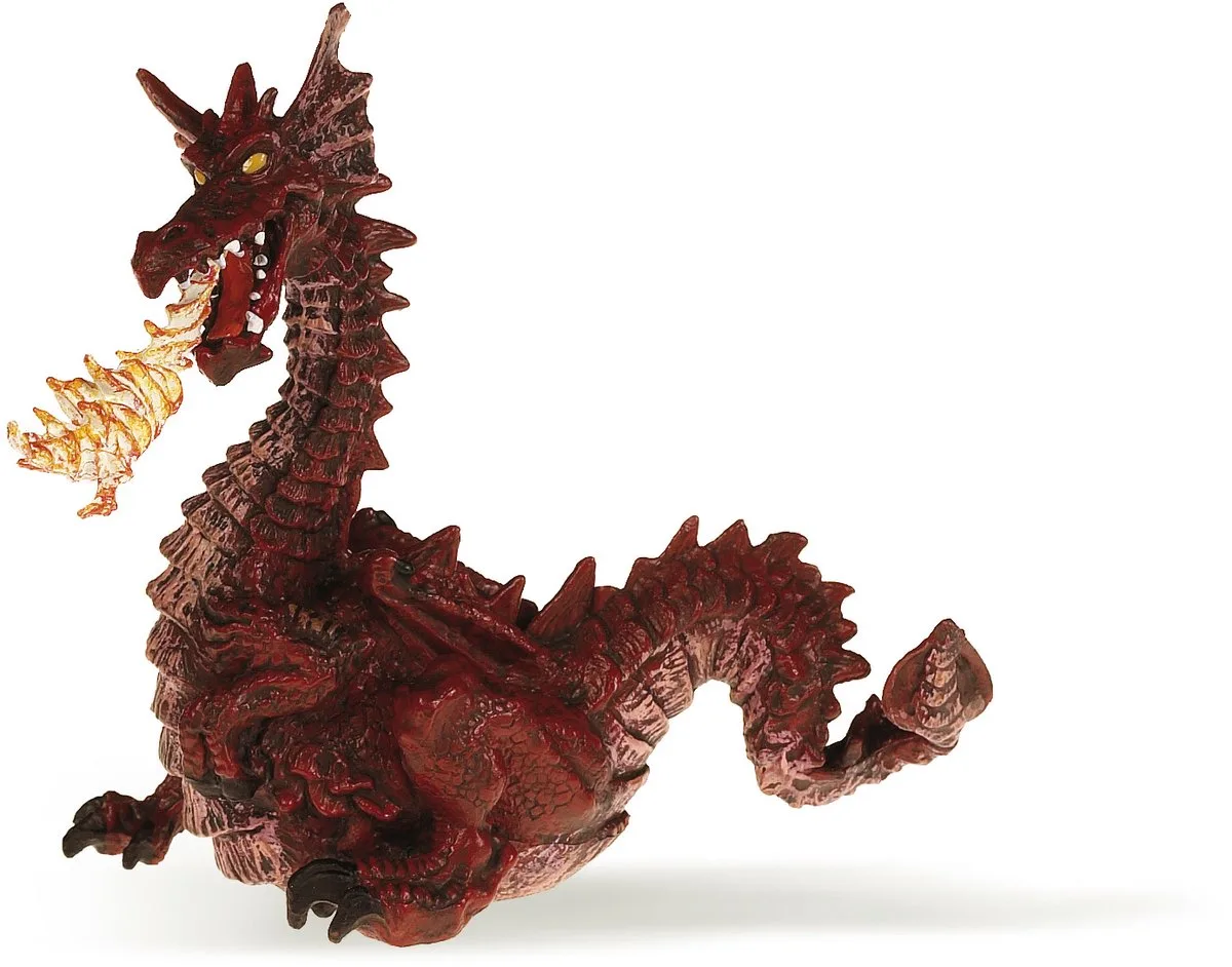 Speelfiguur - Fantasie - Draak - Met vlammen - Rood de Papo en "rode – photo du produit