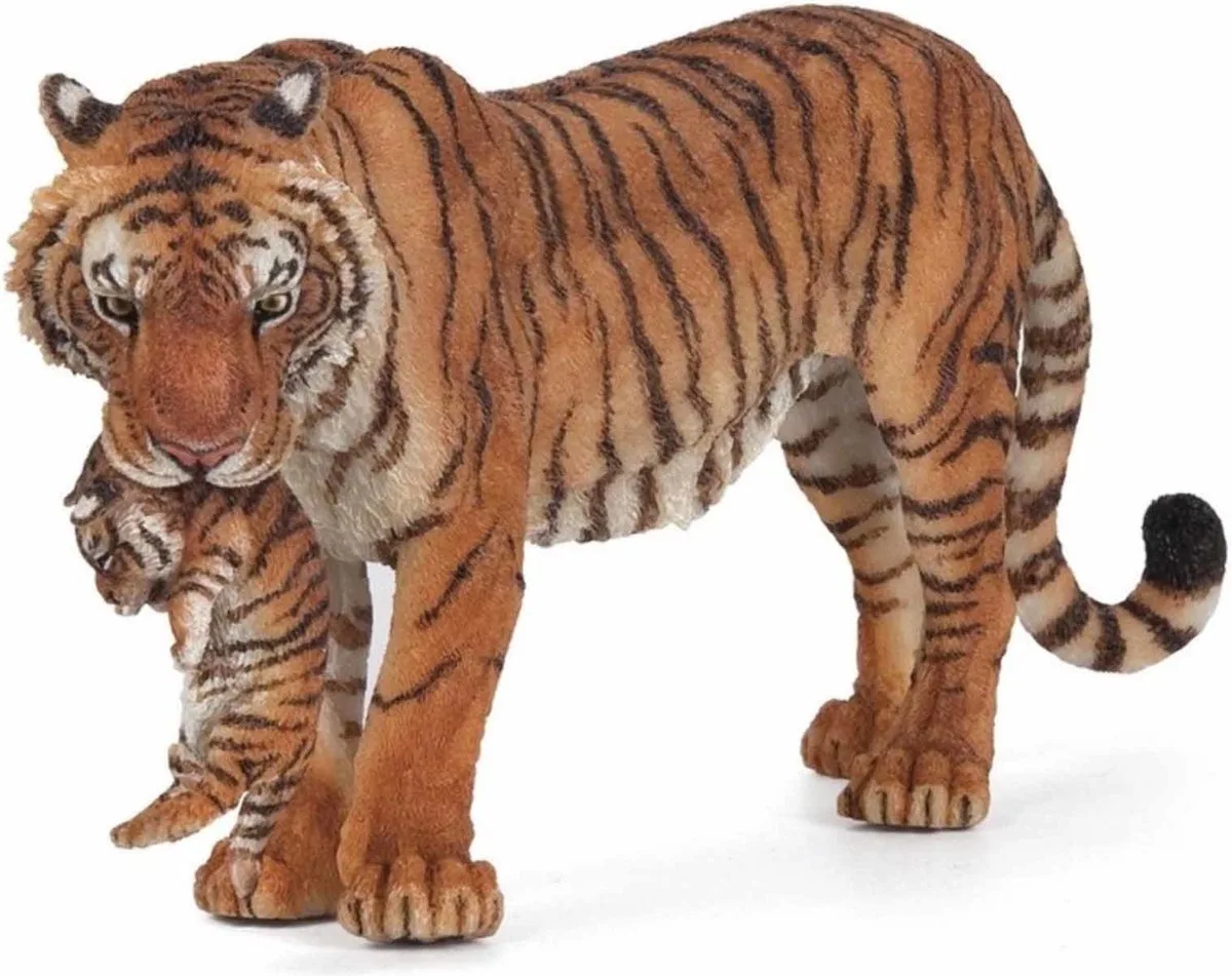 Speelfiguur - Wild dier - Tijgerin - Met jong fra Papo i Flerfarvet – produktbillede