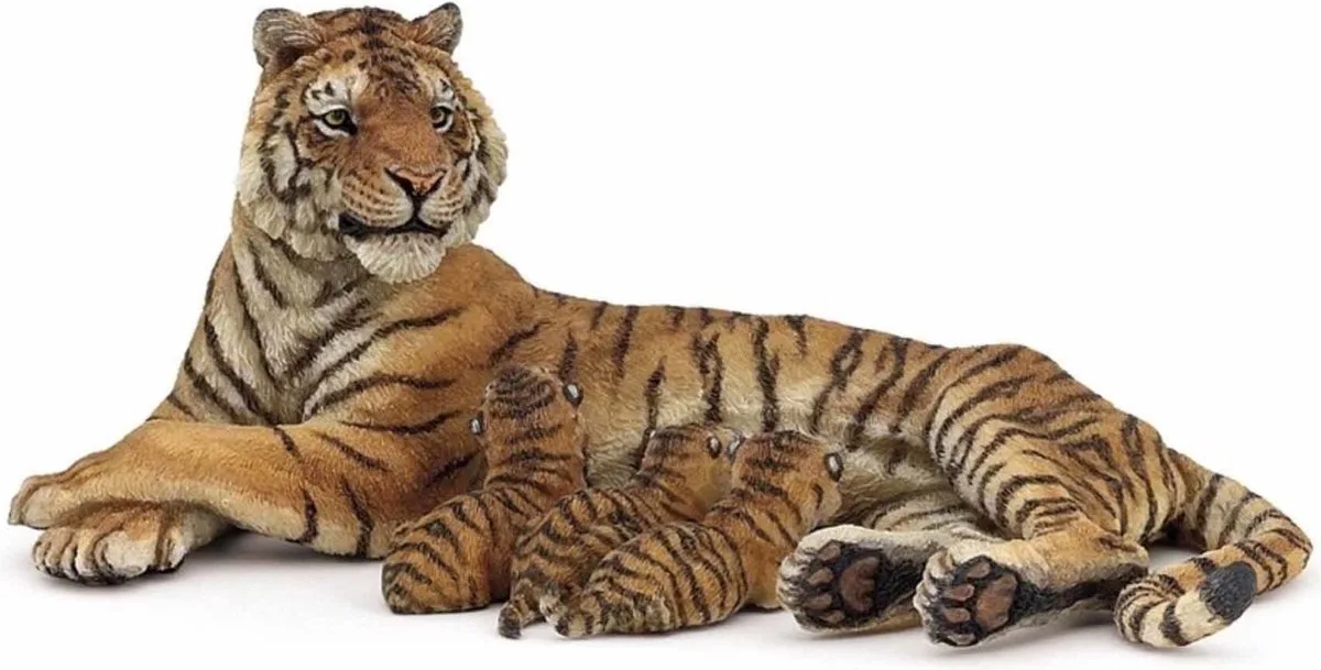 Speelfiguur - Wild dier - Tijgerin - Met jongen fra Papo i Flerfarvet – produktbillede