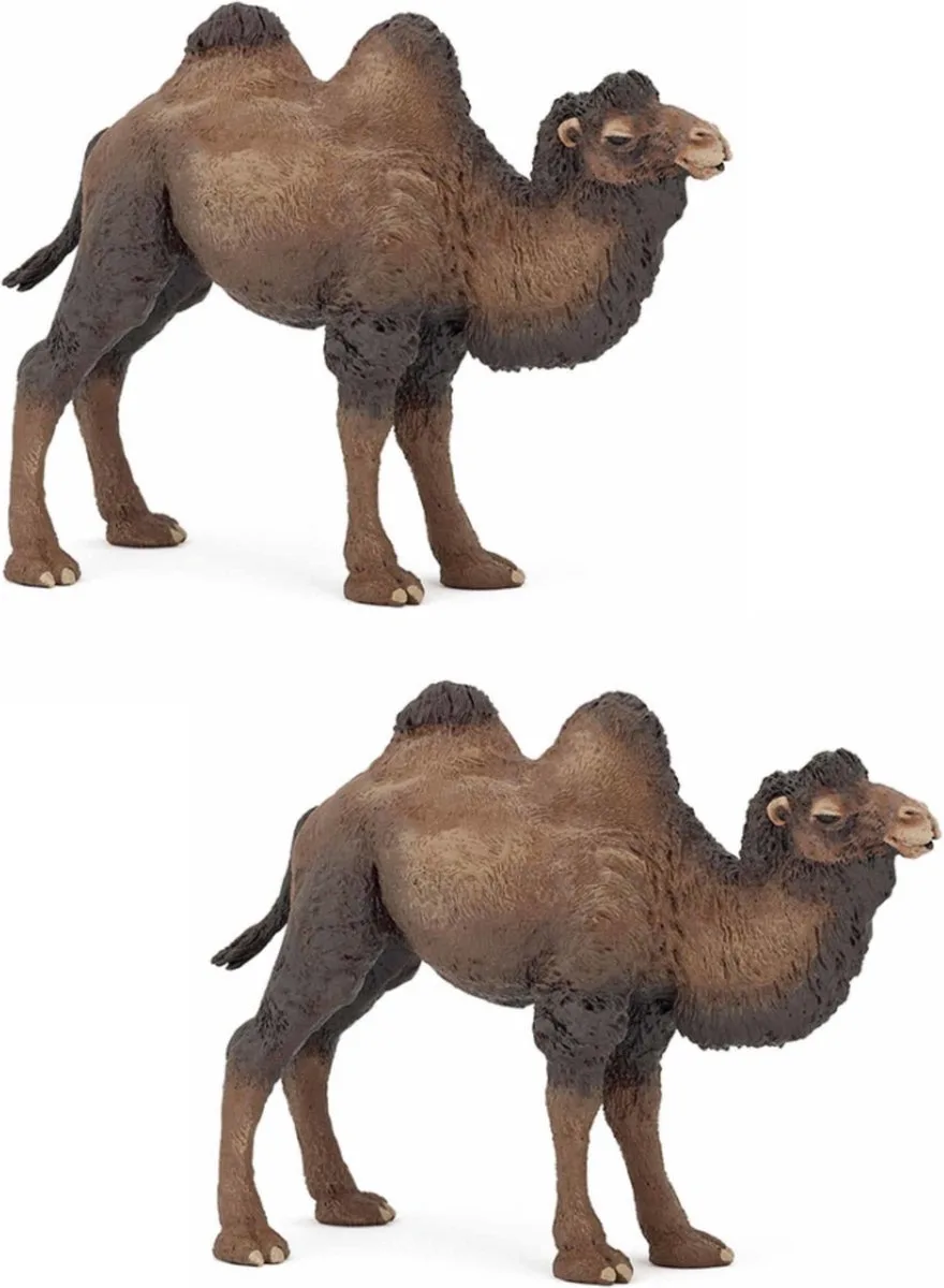 Speelgoed kameel - 2x stuks - figuur - 12 cm - kunststof - speeldieren - dieren - speelfiguren - woestijndieren de Papo en Multicolore – photo du produit