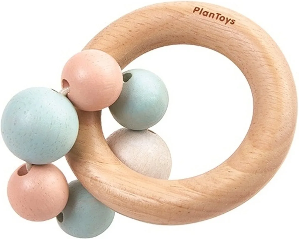 houten pastel kralen rammelaar de PlanToys en Multicolore – photo du produit