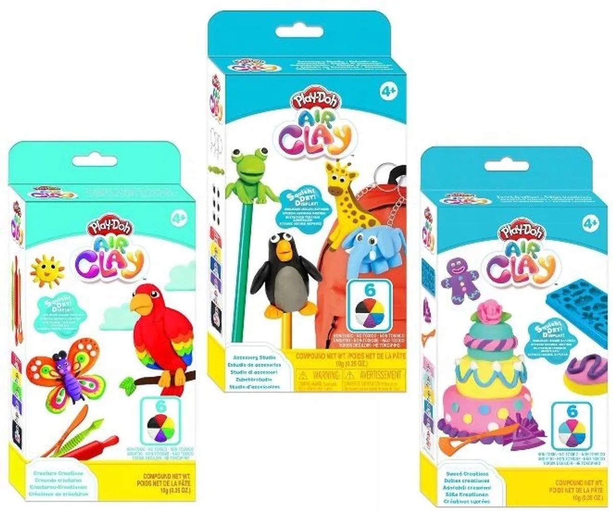 Air Clay Kneedough - 6 Kleuren, Willekeurig Patroon fra Play-Doh i Flerfarvet – produktbillede