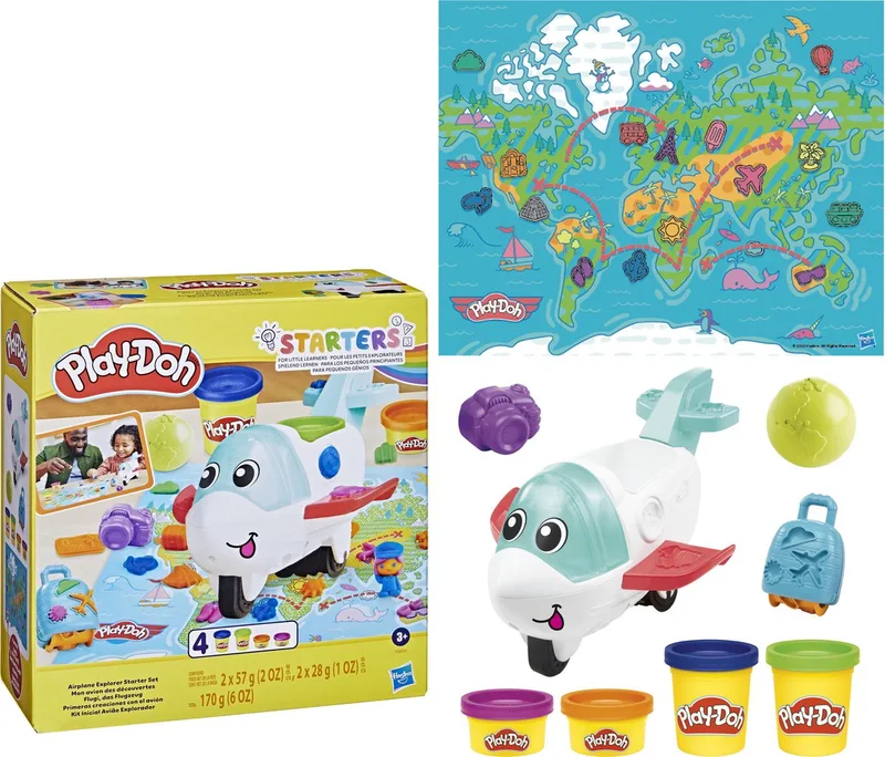 Airplane Explorer Starter Set - Boetseerklei - 4 Play-Doh potjes by Play-Doh in Multicolour – product photo