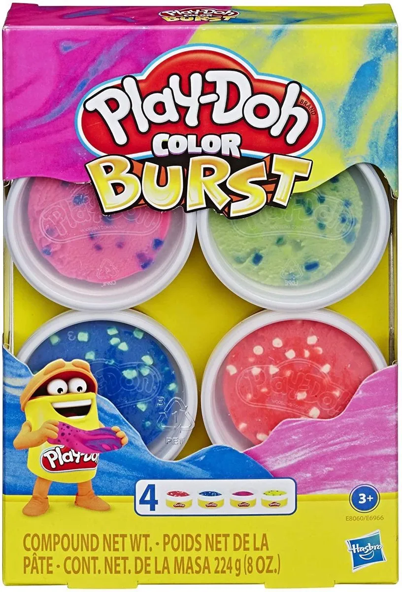 Color Burst Groen Blauw Oranje - 4 potjes met kinderklei - 226 gram de Play-Doh en Rouge – photo du produit