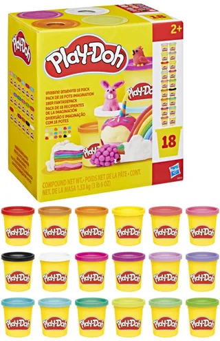 Fantaseer maar raak 18-pack - Boetseerklei kinderen - Speelklei Play-Doy potjes - 18 verschillende kleuren by Play-Doh in Yellow – product photo 1 of 3