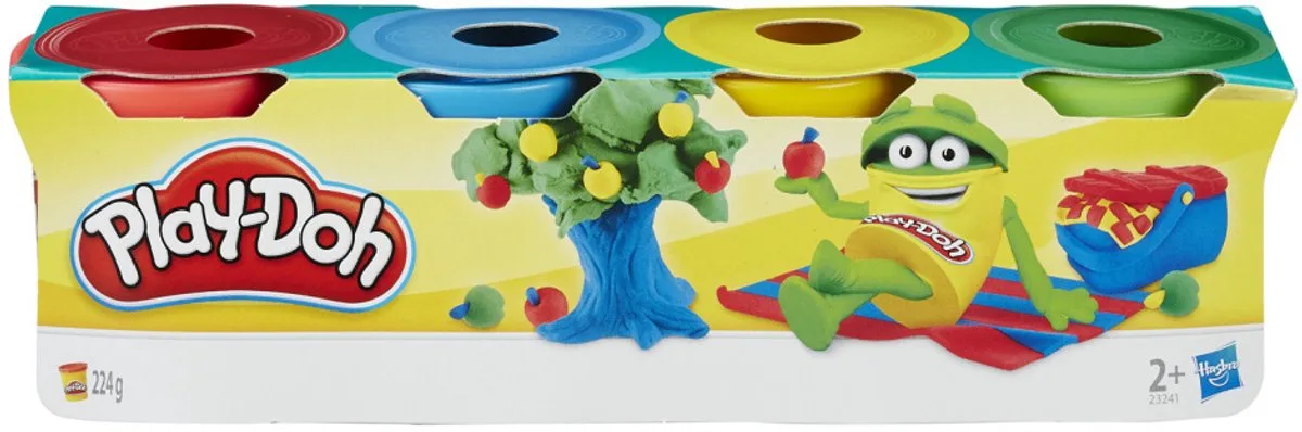 Hasbro Play-Doh Serie - Boetseerklei - Vier Tubes - 224 g van Play-Doh in Blauw, Groen, Rood, Geel – productfoto