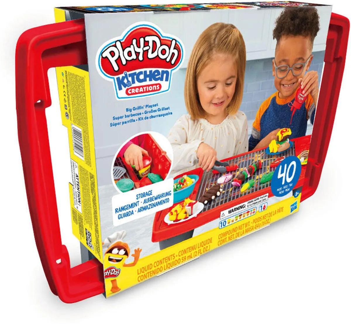 Kitchen Creations Grote Grill Speelset - 40-delig - 10 potjes met accessoires - 454 gram von Play-Doh in Mehrfarbig – Produktfoto
