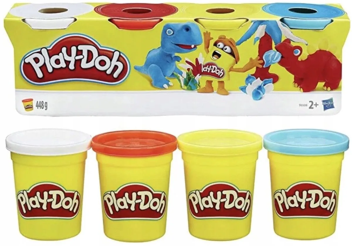 Klei 4-Pack: Wit, Rood, Geel - Knutselplezier van Play-Doh in Blauw – productfoto