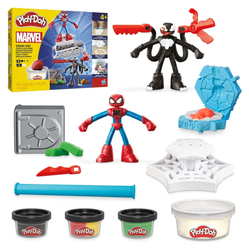 Marvel Spider-Man Werp en Snij Speelset - Boetseerklei - Inclusief 2 figuren från Play-Doh i Flerfärgad – produktbild 2 av 6
