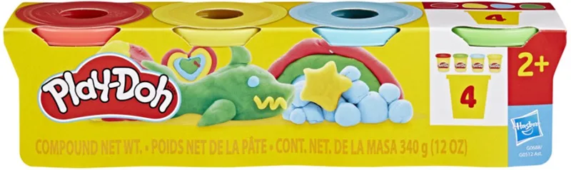 Classic Lot de 4 pâtes à modeler - Quatre pots de 4 oz (Poids net 16 oz / 448 g) de Play-Doh en 4 potjes – photo du produit
