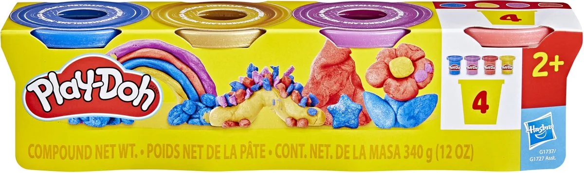 Play-Doh 4-pack Metallic glans boetseerklei de Play-Doh en 4 potjes – Metallic glans – photo du produit