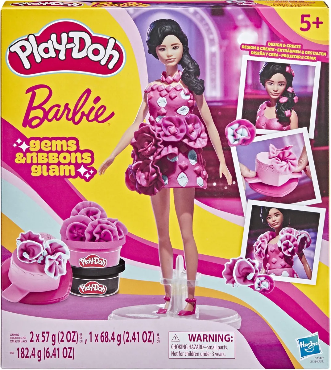 Play-Doh-glamourset edelstenen en linten met Barbiepop de Play-Doh en Mode – photo du produit