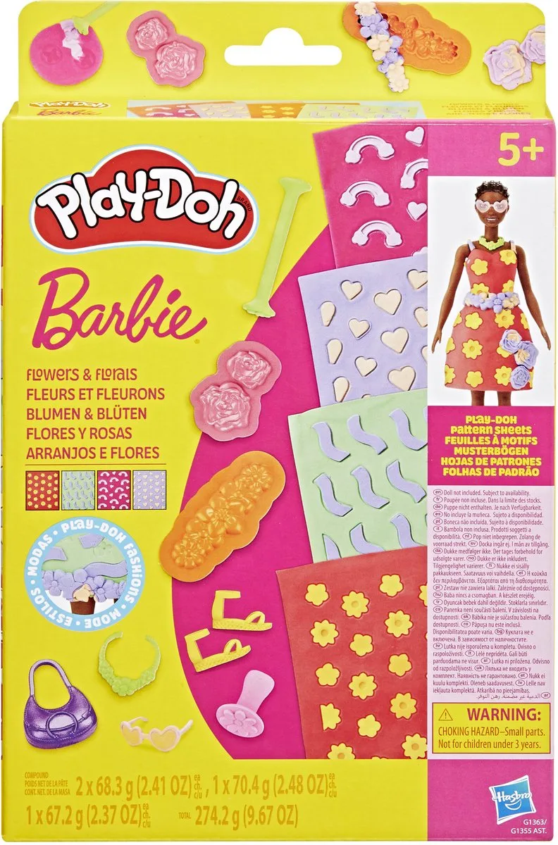 Play-Doh-patronenpakket Barbie - Navulset - Boetseerklei von Play-Doh in Fleurige Bloemen – Produktfoto