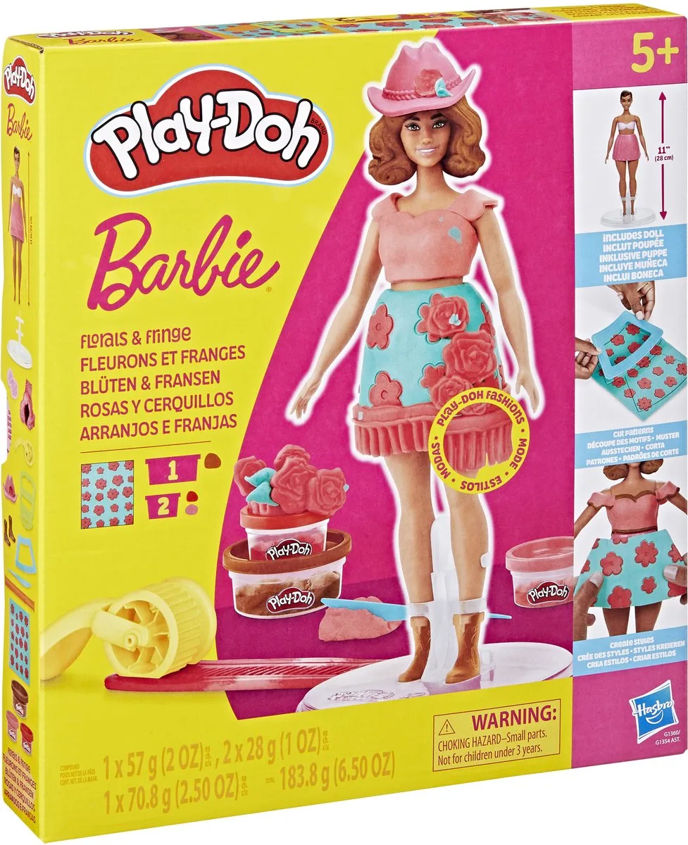 Play-Doh-set Barbie - Maak Poppenkleertjes - Boetseerklei by Play-Doh in Bloemen en Franjes – product photo