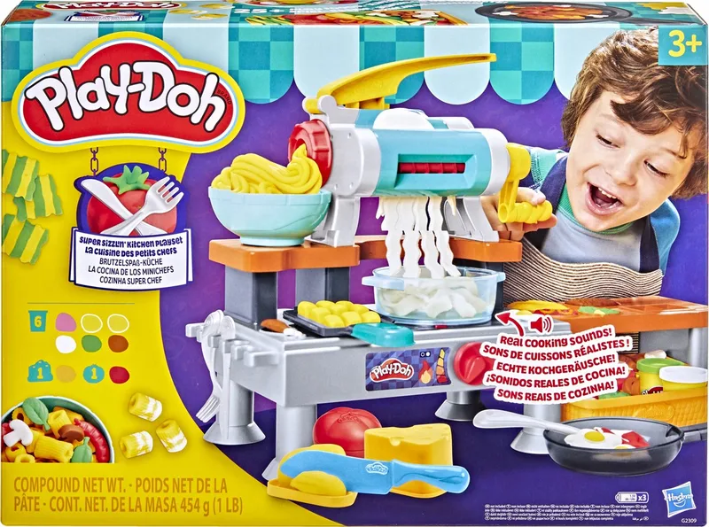 Supersissende Keukenspeelset - met echte kookgeluiden - inclusief 8 potjes klei de Play-Doh en Multicolore – photo du produit 1 sur 3