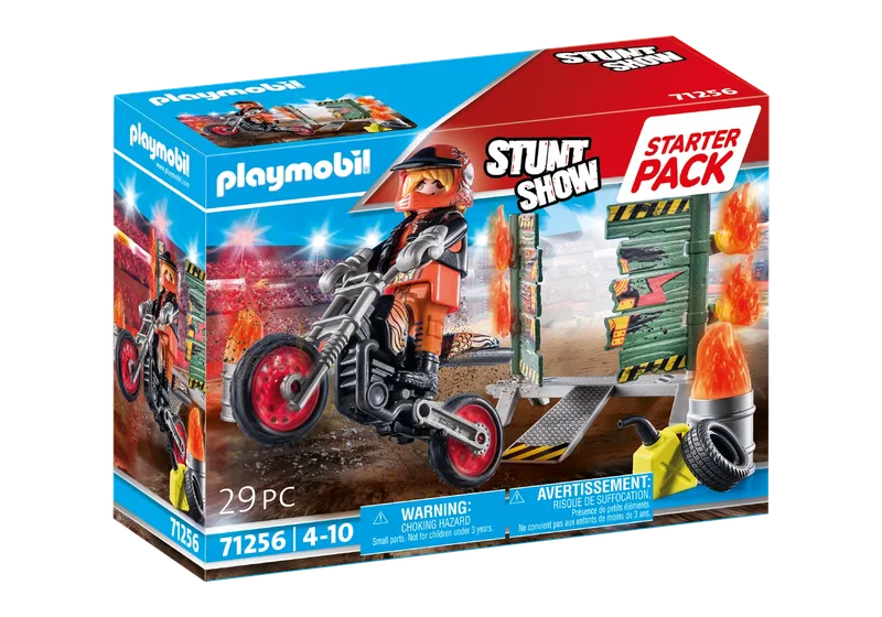 71256 Starter Pack Stuntshow Motorrad mit Feuerwand de Playmobil – photo du produit 2 sur 4