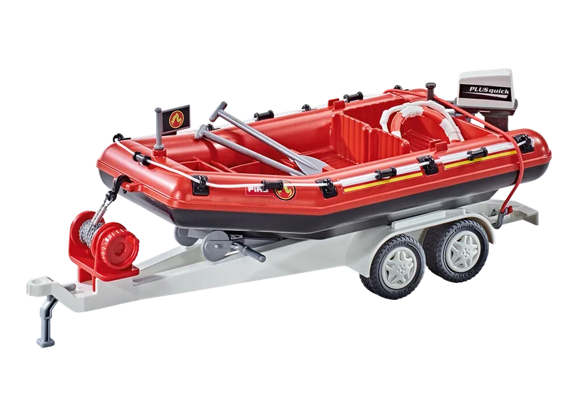 9845 Feuerwehr-Schlauchboot mit Anhänger by Playmobil – product photo