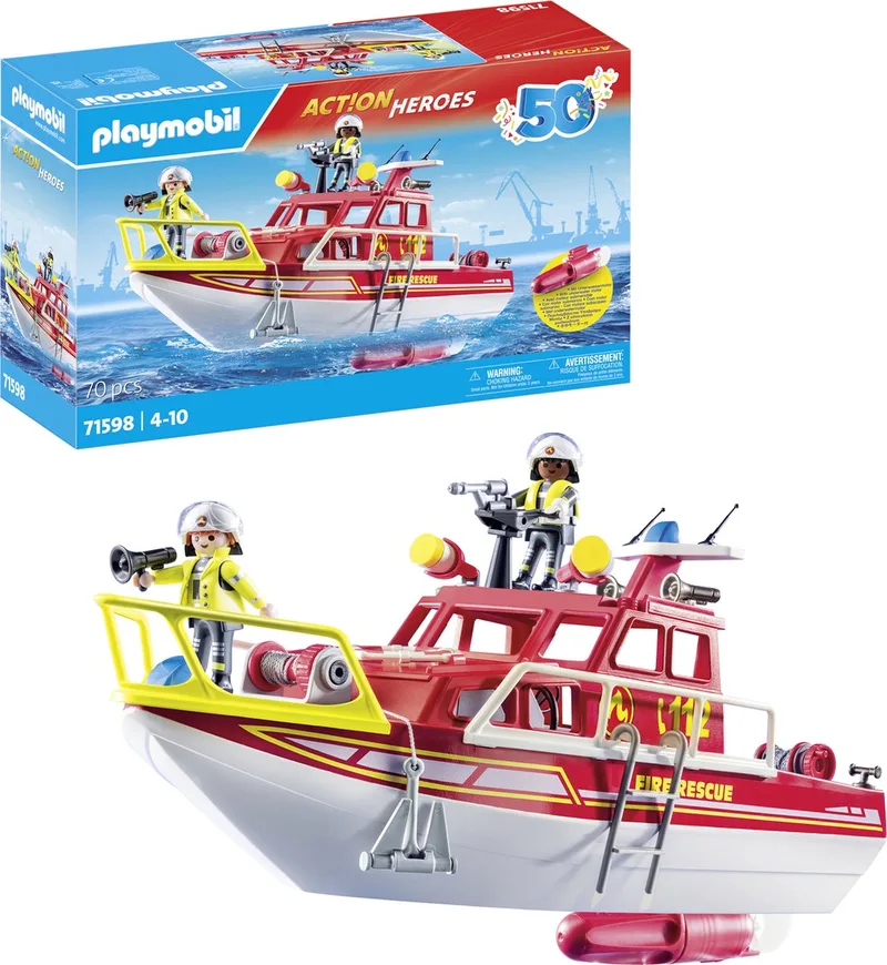 Action Heroes 50YR Brandweerboot - 71598 von Playmobil in Multicolor – Produktfoto