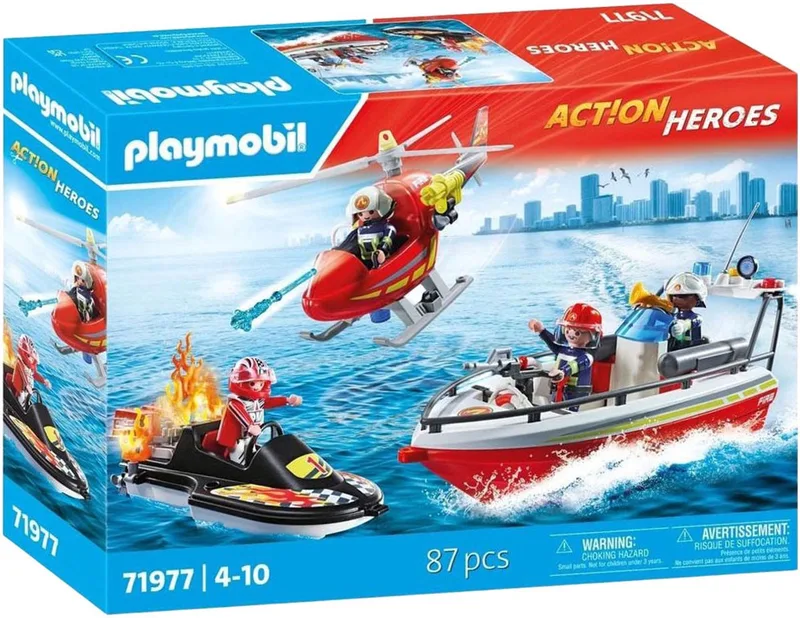 Action Heroes Brandweer Reddingsteam met Onderwater Motor - 71977 by Playmobil in Rood – product photo