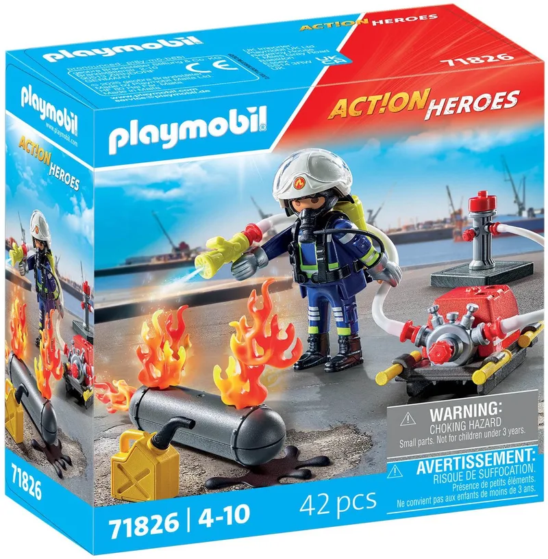 Action Heroes Brandweerman met waterpomp 71826 van Playmobil in Meerkleurig – productfoto