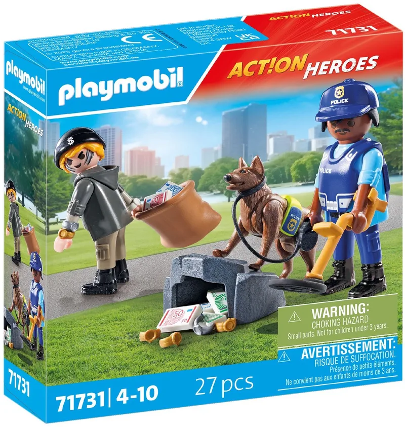 Action Heroes Politiehond met boef 71731 de Playmobil en Meerkleurig – photo du produit