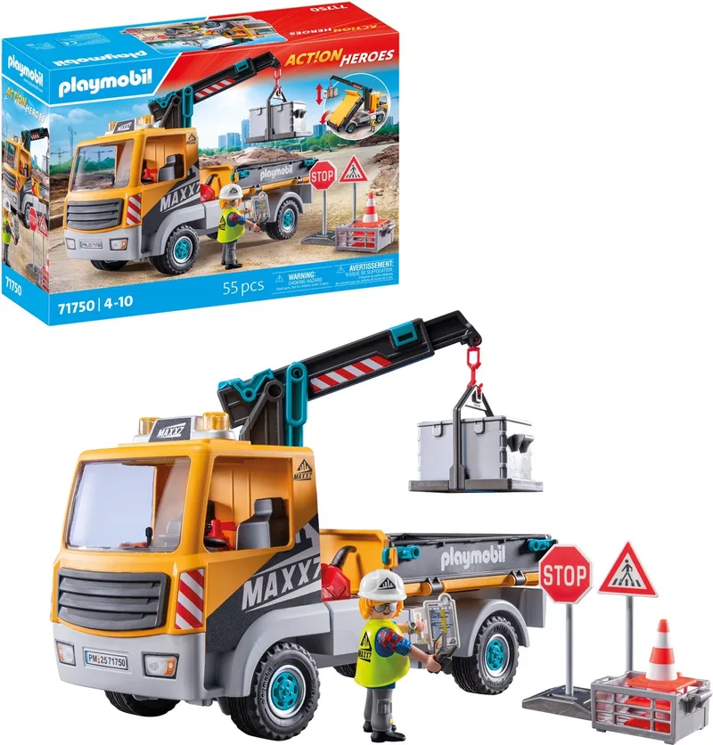 Action Heroes Vrachtwagen met kraan 71750 von Playmobil in Meerkleurig – Produktfoto