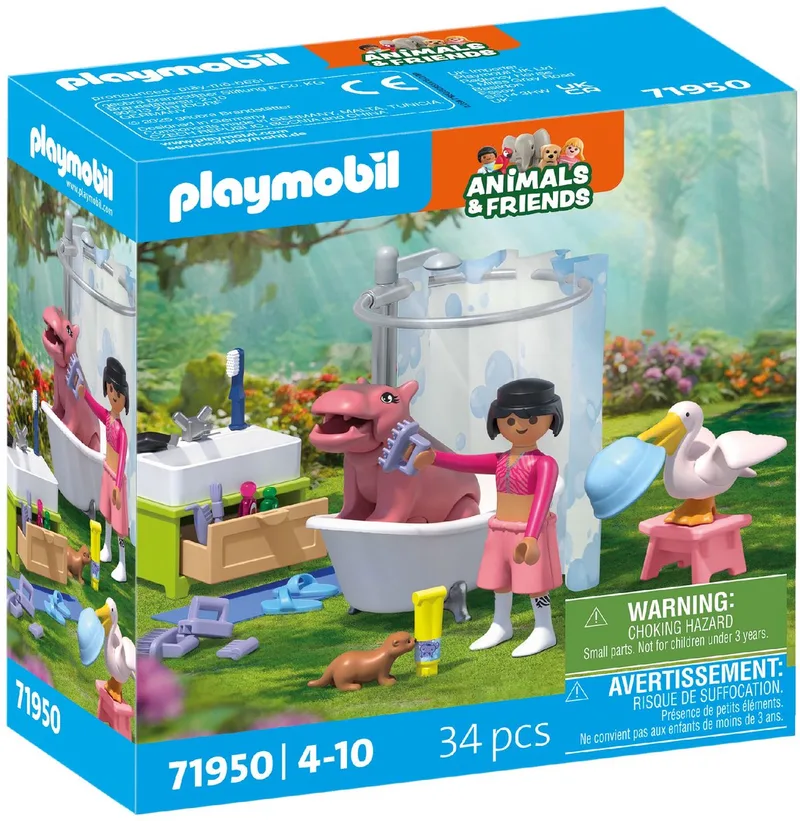 Animals & Friends | Dierenbadplezier | Speelgoed vanaf 4 jaar | Cadeau voor kinderen | Stimuleert creativiteit en interactie met dieren | Dieren verzorgen en baden met accessoires | 71950 von Playmobil in Meerkleurig – Produktfoto
