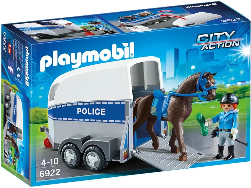 Bereden politie met trailer - 6922 von Playmobil in Wit – Produktfoto