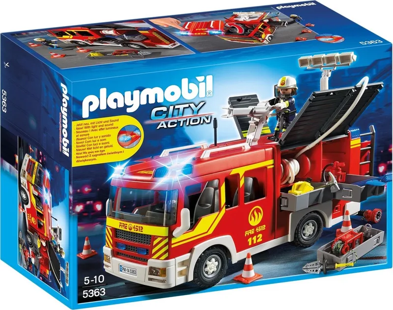 Brandweer pompwagen met licht en sirene - 5363 von Playmobil in Rood – Produktfoto